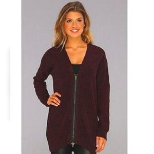 BCBG Zip Front Cardigan Sweater Marled Brulee Size XS/S